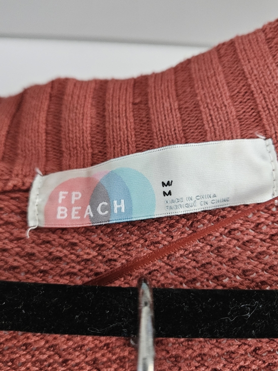 Free People FP Beach Hailee Cardi Set Rust Waffle Knit Lounge 2 Piece - Medium - Picture 6 of 7